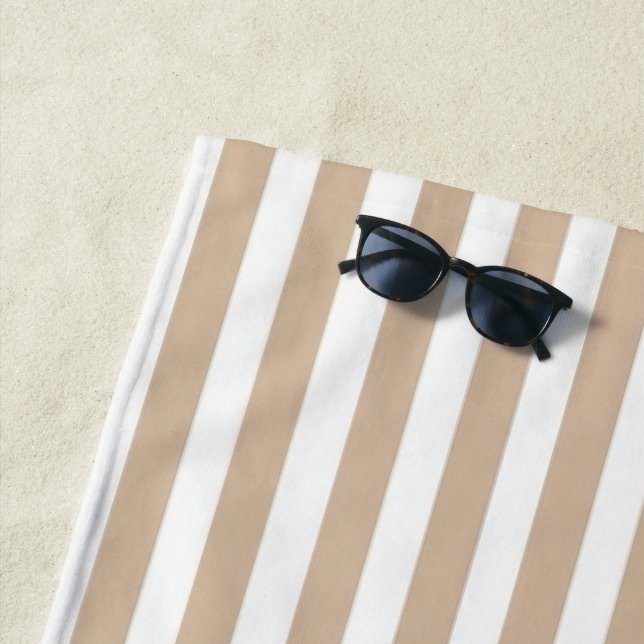 Beach Towel Spring Beige & White Stripe (In Situ)