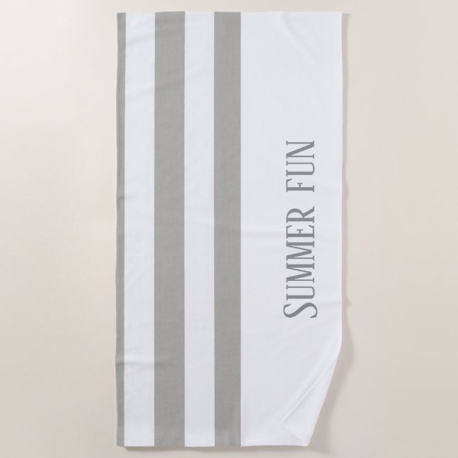 Beach Towel Spring Gray & White Stripe (Front)