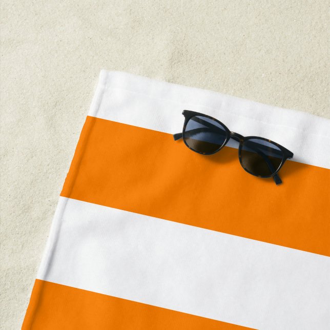 Beach Towel Spring Orange & White Stripe (In Situ)