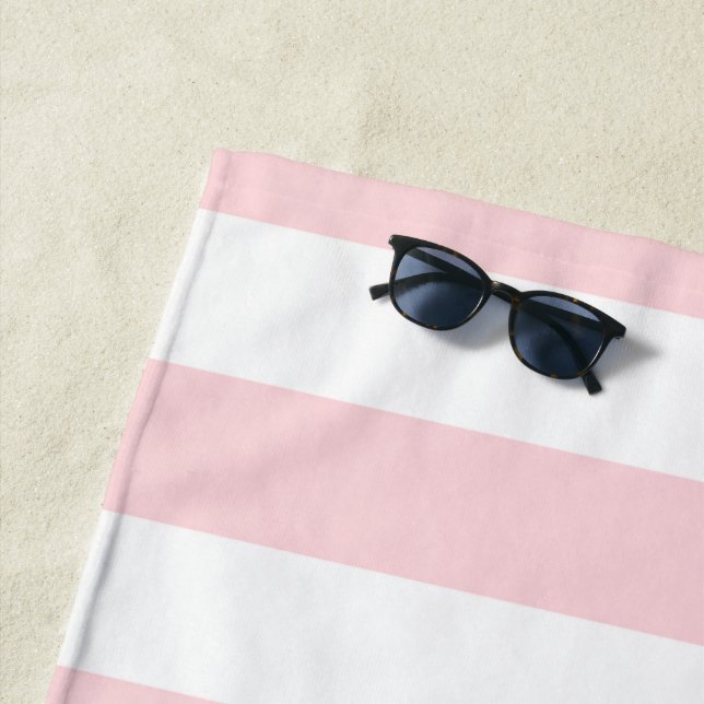 Beach Towel Spring Pastel Pink & White Stripe (In Situ)