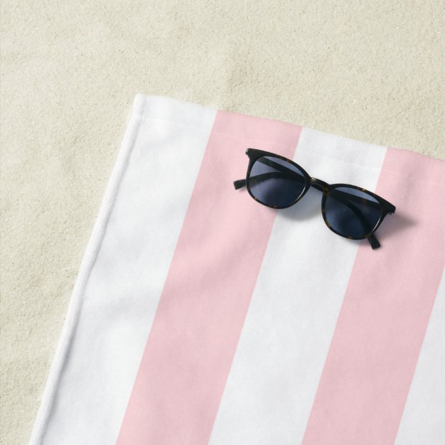 Beach Towel Spring Pastel Pink & White Stripe (In Situ)