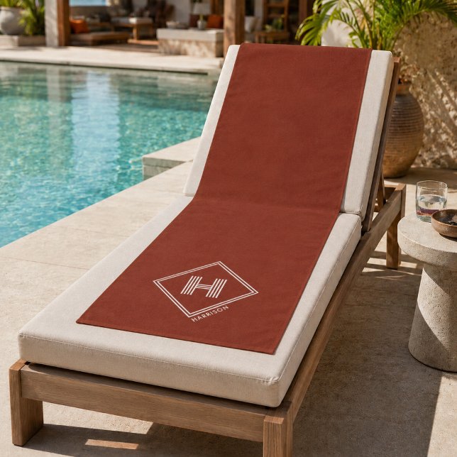 Beach Towel | Stylish Geometric Initial Monogram (Creator Uploaded)