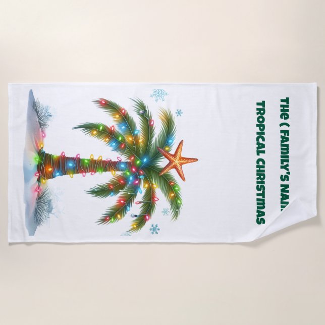Beach Towel-Tropical Christmas Beach Towel (Front)