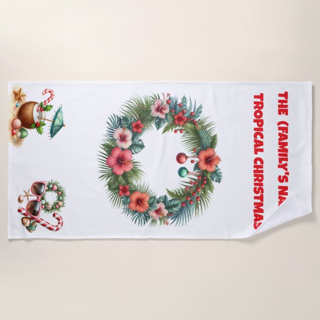 Beach Towel-Tropical Christmas Beach Towel (Front)