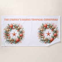 Beach Towel-Tropical Christmas Beach Towel