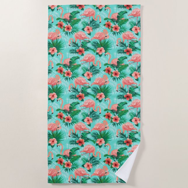 Beach Towel Tropical Flamingo (Front)