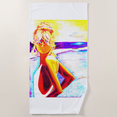 Beach Towel Vibrant Beach Girl Image