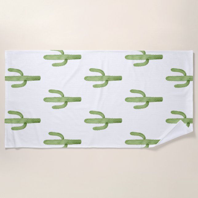 Beach towel watercolour cactus (Front)