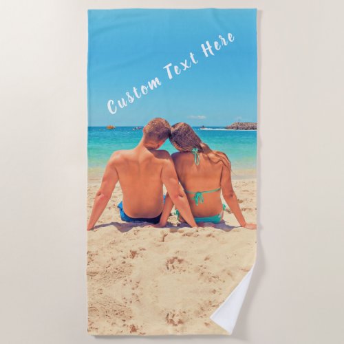 Beach Towel with Custom Photo and Text _ Vacation