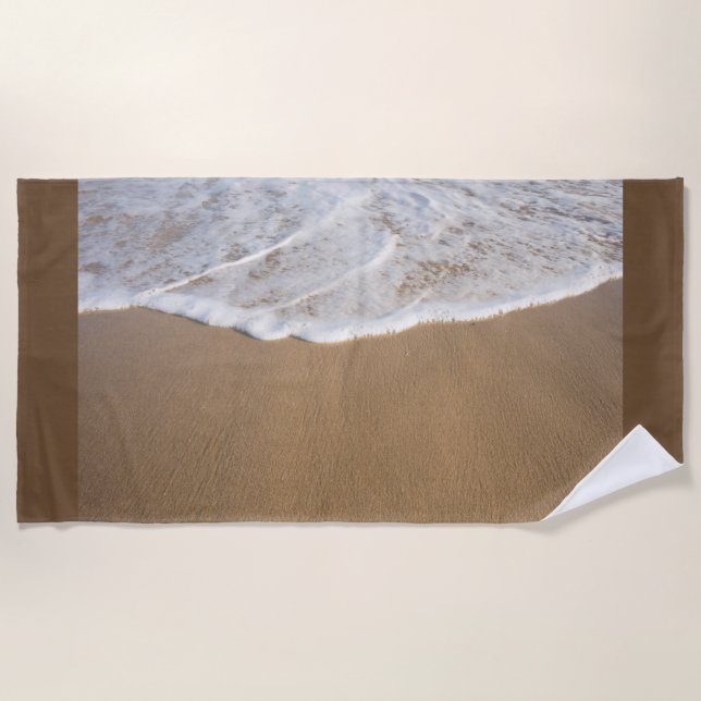 Beach towel with image of white wash on beach (Front)
