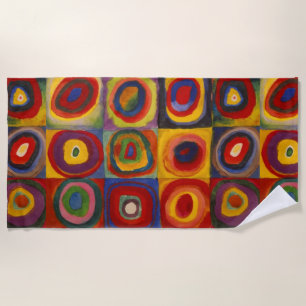 Beach Towel with Kandinsky's Squares and Circles