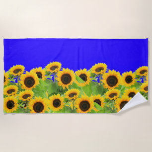 Beach Towel with Yellow Sunflowers