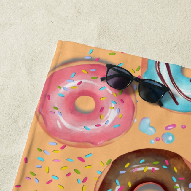 Beach Towel Yummy Donuts . (In Situ)