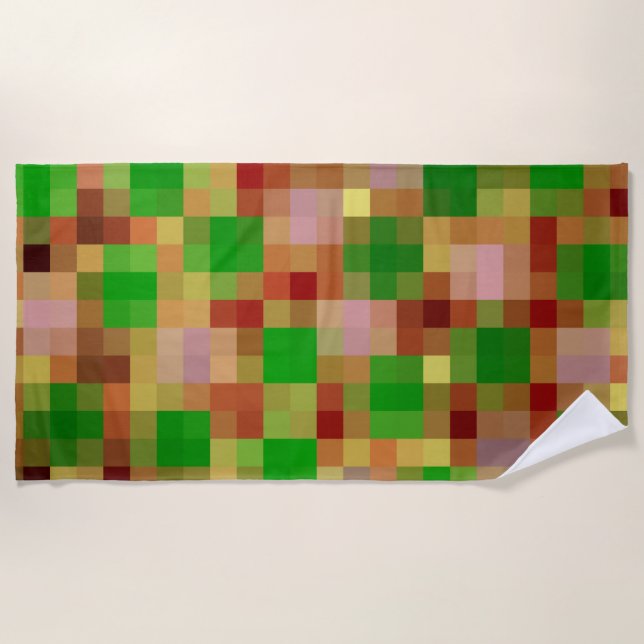 Beach Towels, checkered shiny chic, elegant Towel (Front)