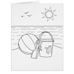 Beach Toys Adult Coloring Big Card