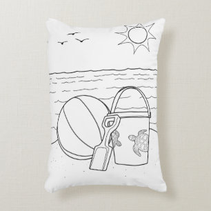 Beach Toys Adult Coloring Pillow