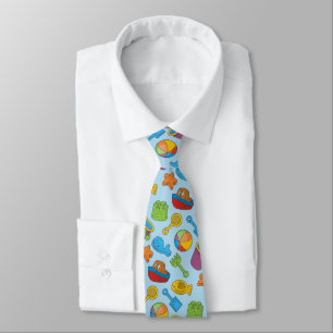 Beach Toys Icons Neck Tie