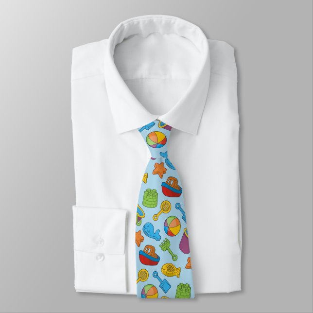 Beach Toys Icons Neck Tie (Tied)