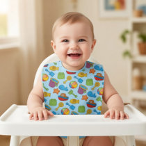 Beach Toys Icons Pattern Baby Bib