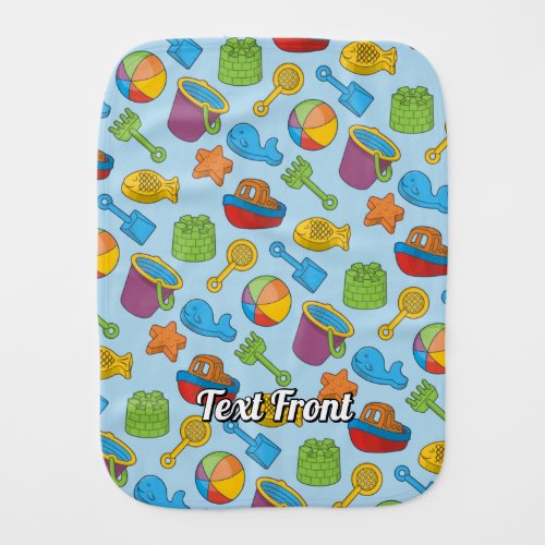 Beach Toys Icons Pattern Baby Burp Cloth