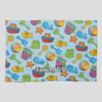 Beach Toys Icons Pattern Kitchen Towel