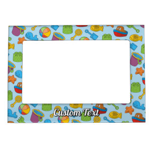 Beach Toys Icons Pattern Magnetic Frame