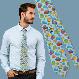 Beach Toys Icons Pattern Neck Tie