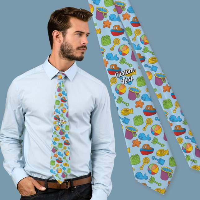 Beach Toys Icons Pattern Neck Tie (Creator Uploaded)