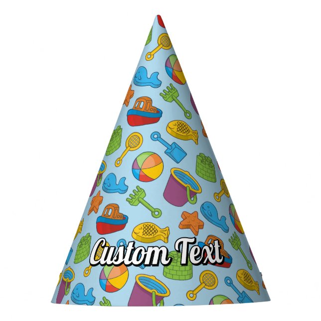 Beach Toys Icons Pattern Party Hat (Front)