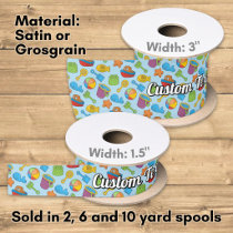Beach Toys Icons Pattern Satin Ribbon