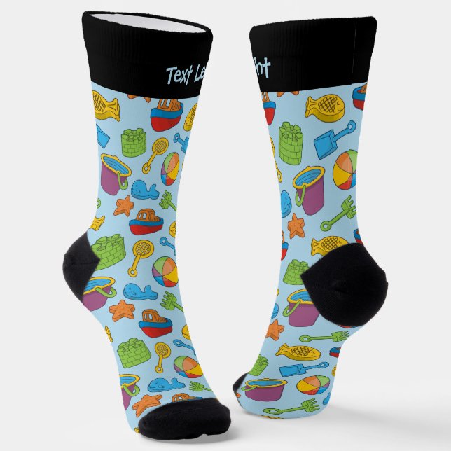 Beach Toys Icons Pattern Socks (Angled)