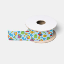 Beach Toys Icons Satin Ribbon