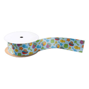 Beach Toys Icons Satin Ribbon