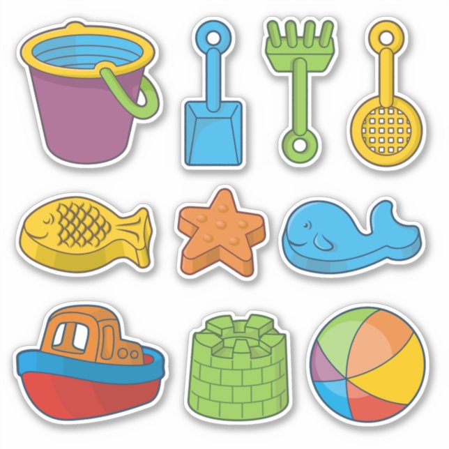Beach Toys Icons Sticker (Front)