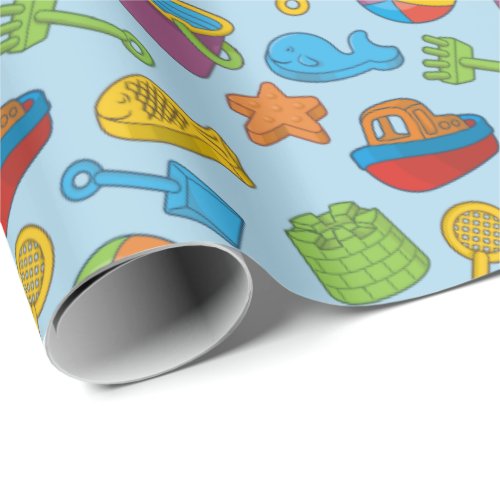 Beach Toys Icons Wrapping Paper