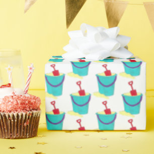 Beach Toys Sand Bucket Pail Shovel Summer Vacation Wrapping Paper