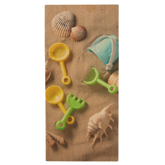 Beach Toys Wood Flash Drive (Front Vertical)