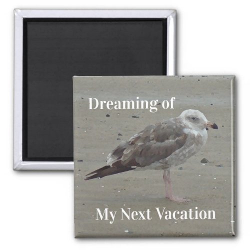 Beach Travel Painted Gray Seagull Coastal Bird Magnet