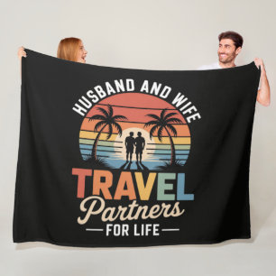 Beach Traveling - Husband and Wife Travel Partners Fleece Blanket