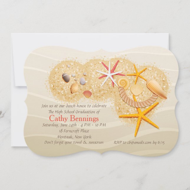 Beach Treasures Graduation Beach Party Invitation (Front)