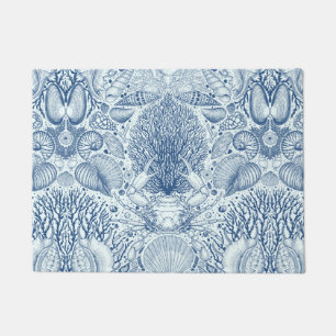 Beach treasures in blue doormat