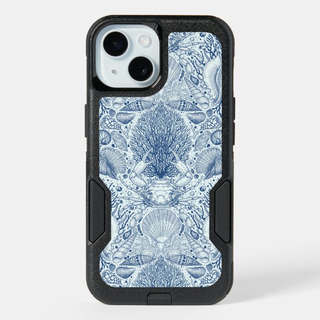Beach treasures in blue iPhone 15 case (Back)