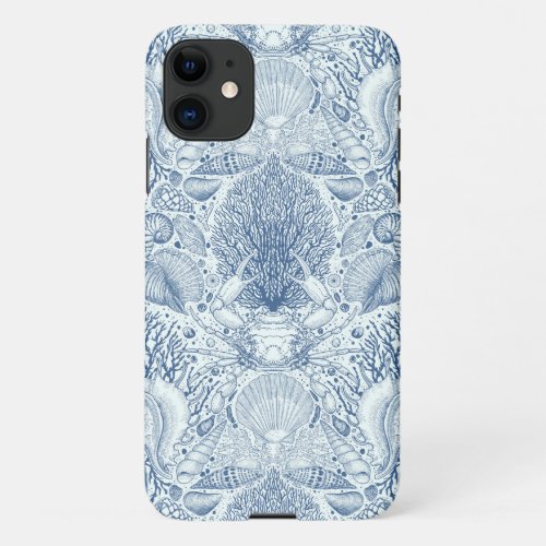 Beach treasures in blue iPhone 11 case