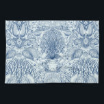Beach treasures in blue kitchen towel<br><div class="desc">Hand-drawn vector illustration of sea shells corals,  crab,  and seaweeds</div>