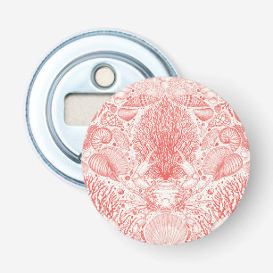 Beach treasures in coral red bottle opener