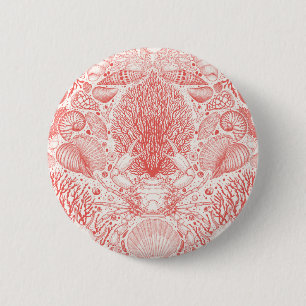 Beach treasures in coral red button