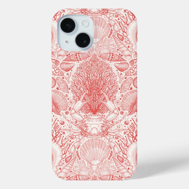 Beach treasures in coral red Case-Mate iPhone case (Back)