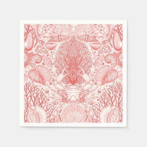 Beach treasures in coral red napkins