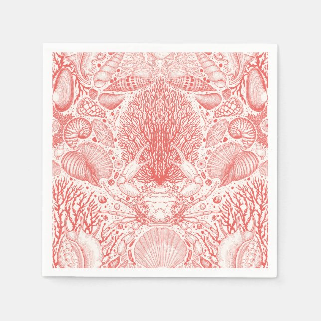 Beach treasures in coral red napkins (Front)