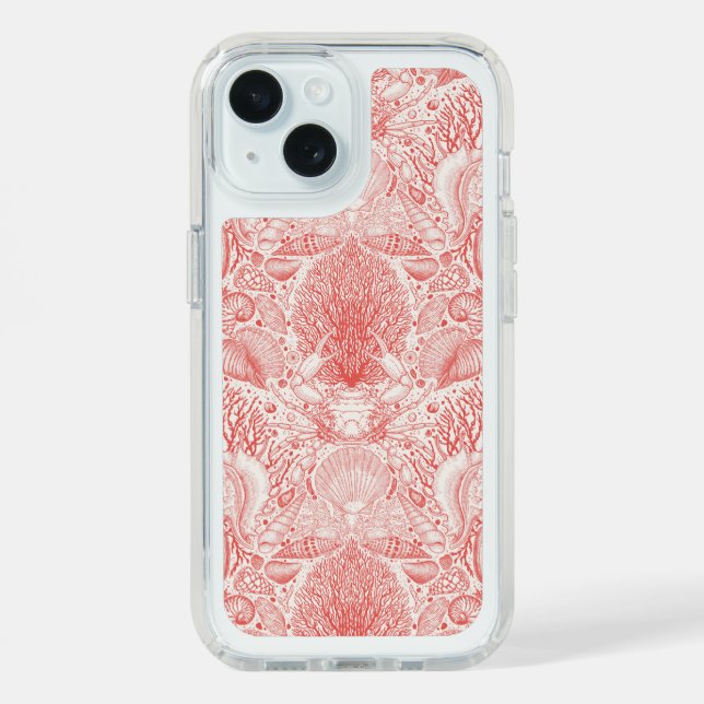 Beach treasures in coral red speck iPhone case (Front (Blue))